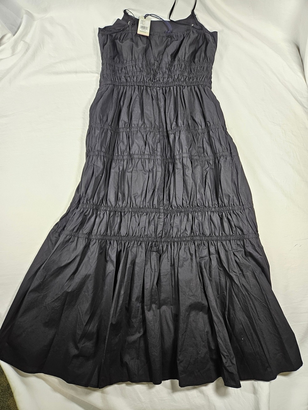 NWT Size Small Buffalo David Bitton Black Smocked Ruching Midi Dress Cotton - Picture 12 of 12